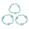 3Pcs 3 Styles Handmade Porcelain & Glass Seed Bead & Starfish Synthetic Turquoise Stretch Bracelets for Women BJEW-MZ00316-2