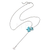Dyed Synthetic Turquoise Horse with Shell Pearl Beads Pendant Necklaces NJEW-JN05895-01-4