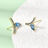 Brass Micro Pave Cubic Zirconia Stud Earrings EJEW-G471-14G-02-2