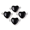 Natural Obsidian Love Heart Pendants G-T138-205D-P-1