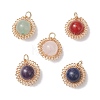 Copper Wire Wrapped Natural Amethyst & Green Aventurine & Rose Quartz & Lapis Lazuli & Carnelian Round Pendants PALLOY-JF04687-01-1