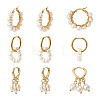 Kissitty 3 Pairs 3 Style Natural Pearl Beaded Hoop Earrings for Girl Women EJEW-KS0001-02-10