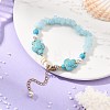 Beachy Natural white Jade Chip Beads & Synthetic Turquoise Charm Bracelets BJEW-JB14140-01-2