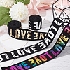 8 Yards 4 colors Flat Printed Love Polyester Elastic Wide Band OCOR-FG0001-86-4