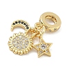 Brass Micro Pave Blue and Clear Cubic Zirconia European Dangle Charms KK-A282-22G-2