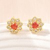Brass Micro Pave Cubic Zirconia Stud Earrings for Women KK-A305-03G-05-3