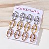 6 Pairs 304 Stainless Steel Stud Earrings EJEW-C180-01-1