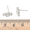 Rectangle with Flat Round Brass Micro Pave Clear Cubic Zirconia Stud Earrings EJEW-G452-12P-5