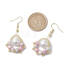 Paw Print Imitation Pearl & Glass Seed Beads Dangle Earrings EJEW-MZ00386-03-3