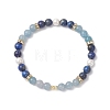 Natural Lapis Lazuli &  Quartz & Shell Pearl Round Beads Stretch Bracelets for Women BJEW-JB12229-03-2
