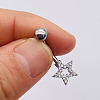 304 Stainless Steel Micro Pave Cubic Zirconia Belly Rings WGADED5-19-1