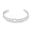 304 Stainless Steel White Enamel Twisted Chain Open Cuff Bangles for Women BJEW-C071-17P-2