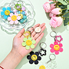 Sunflower with Smiling Face & Star Transparent Acrylic Keychains KEYC-YW00229-01-4