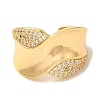 Rack Plating Brass Micro Pave Clear Cubic Zirconia Cuff Rings for Women RJEW-G325-13A-G-2