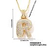 Elegant Brass Micro Pave Clear Cubic Zirconia 3D Initial Necklaces DV4415-15-1