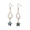 Shell Pearl & Abalone Shell/Paua Shell Beads Dangle Earrings EJEW-JE07314-01-3