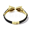 Brass Pave Colorful Cubic Zirconia Leopard Open Cuff Bangle for Women BJEW-K246-07G-3