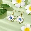 Natural Lava Rock Flower Dangle Earrings EJEW-TA00568-03-2