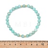 Natural Amazonite & Brass Beads Stretch Bracelets for Women Men BJEW-JB13795-4