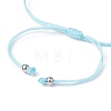 Heart Synthetic Turquoise Braided Bead Bracelets BJEW-JB09822-3