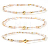 Boho Round Brass and Glass Seed Beaded Stretch Stackable Bracelet Sets BP2363-8-1