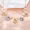 Brass Micro Pave Clear Cubic Zirconia Beaded Necklaces NJEW-Z059-05PG-01-5