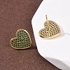 Heart Brass Micro Pave Cubic Zirconia Stud Earrings EJEW-H178-01G-03-3