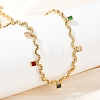 304 Stainless Steel Rope Chain Colorful Cubic Zirconia Tassel Necklaces for Women NJEW-V015-01G-B-3