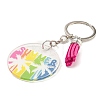 Acrylic Flat Round with Suede Tassel Pendant Keychain KEYC-G060-01F-2