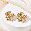 Valentine's Day 304 Stainless Steel Cubic Zirconia Stud Earrings for Women EJEW-F411-01G-02-4
