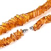 Natural Amber Square Graduated Beaded Necklaces NJEW-T019-03-5