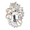 Flower with Oval Golden Alloy Rhinestone Brooches for Backpack Clothes PW-WG4AA4A-07-1