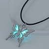 Glow in the Dark Luminous Stainless Steel Butterfly Pendant Necklaces PW-WG86035-01-1