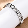 304 Stainless Steel Wave Link Chain Bracelets for Women Men BJEW-R018-07P-3