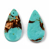 Assembled Natural Bronzite and Synthetic Turquoise Pendants G-N330-018-2