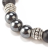 Natural Lava Rock & Synthetic Black Stone & Hematite Stretch Bracelet BJEW-JB08169-4