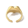 Shell Heart Open Cuff Ring for Women RJEW-C091-07G-02-3