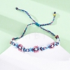 Flower Glass Seed Beaded Braided Bead Bracelets for Women Frineds BJEW-F493-10B-4