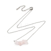 Natural Rose Quartz Chip Pendant Necklaces NJEW-JN05097-01-3