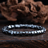 Synthetic Magnetic Hematite Beads Stretch Bracelets for Men Women ZU4423-2