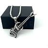 Punk Fashion 304 Stainless Steel Skull Guitar Pendant Necklaces for Unisex CY1349-3