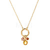 Brass Pave Cubic Zirconia Oval Flower Birth Stone Penant Necklaces with Synthetic Opal for Women WG88A4B-03-1