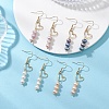 Brass Heart with Pearl Beads Pendants Dangle Earrings EJEW-JE06901-1