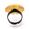 Adjustable Flower Alloy & Iron Bezel Cup Ring Base with Rotatable Tray MAK-T012-07G-3