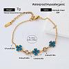 Saint Patrick's Day 304 Stainless Steel Pave Clear Cubic Zirconia Link Bracelets with Dodger Blue Enamel for Women EP0929-1-1