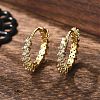 Brass Micro Pave Clear Cubic Zirconia Huggie Hoop Earrings EJEW-L231-44G-5