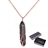 1Pc Natural Black Agate Bullet Macrame Pouch Pendant Alloy Chain Necklaces NJEW-PA0001-01D-1