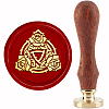 Brass Wax Seal Stamp with Handle AJEW-WH0184-0498-1