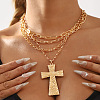 Alloy Multi Layered Necklaces for Women NJEW-U013-04G-1