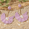 Alloy Raffia Fan Dangle Stud Earrings FS-WGB8543-08-1